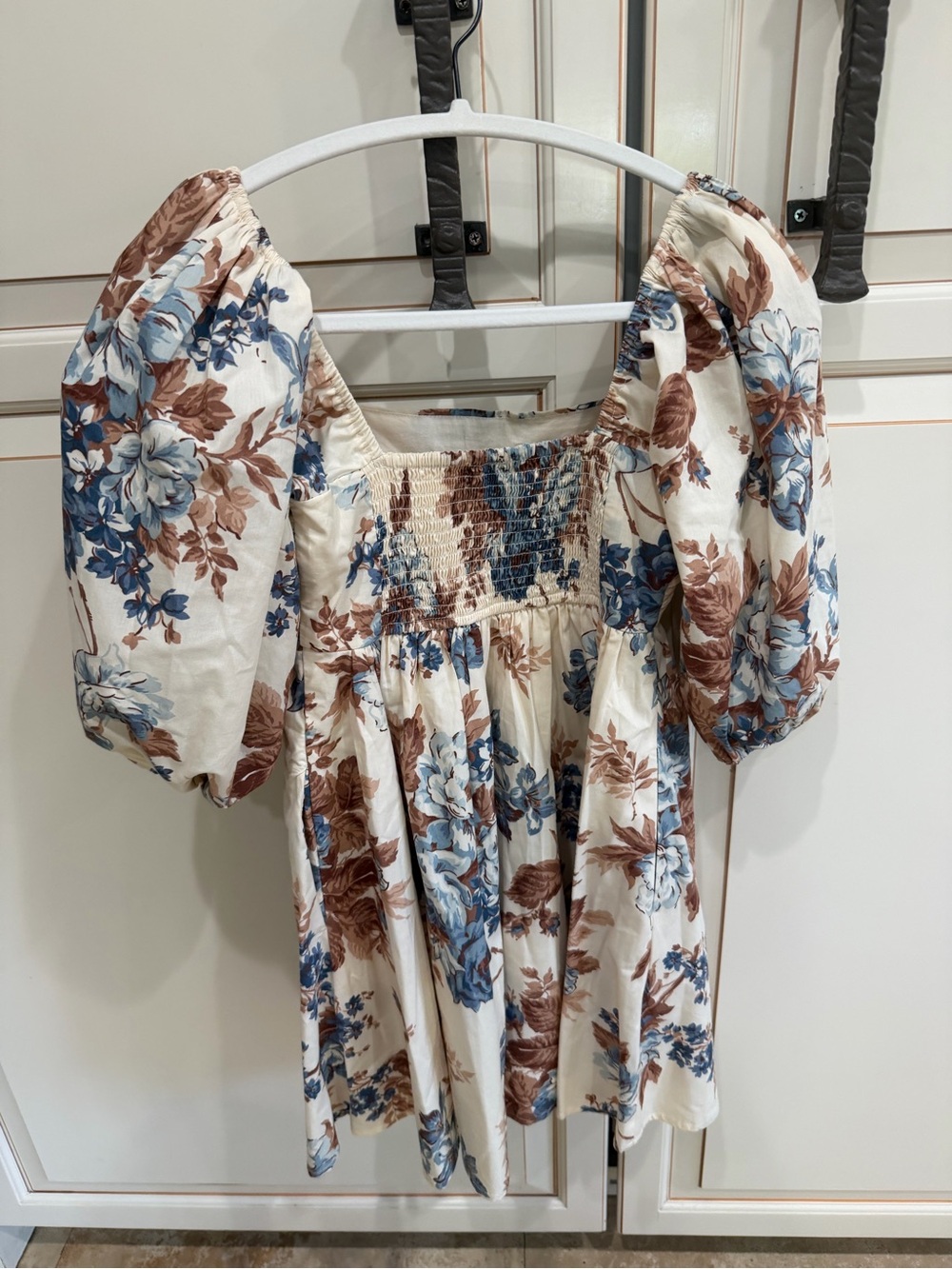New Abercrombie & Fitch Emerson Cream Floral Square-Neck Puff Sleeve Dress (121) - Picture 8 of 8